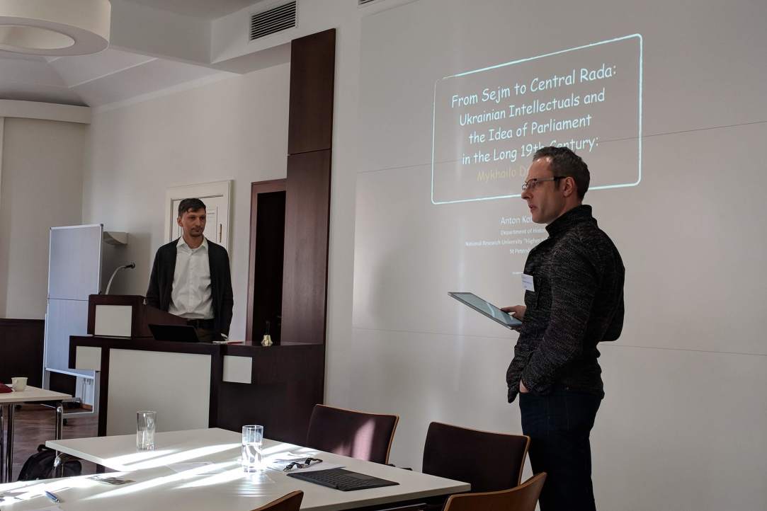 Иллюстрация к новости: Александр Семенов и Антон Котенко на семинаре EuParl.Net в Гейдельберге