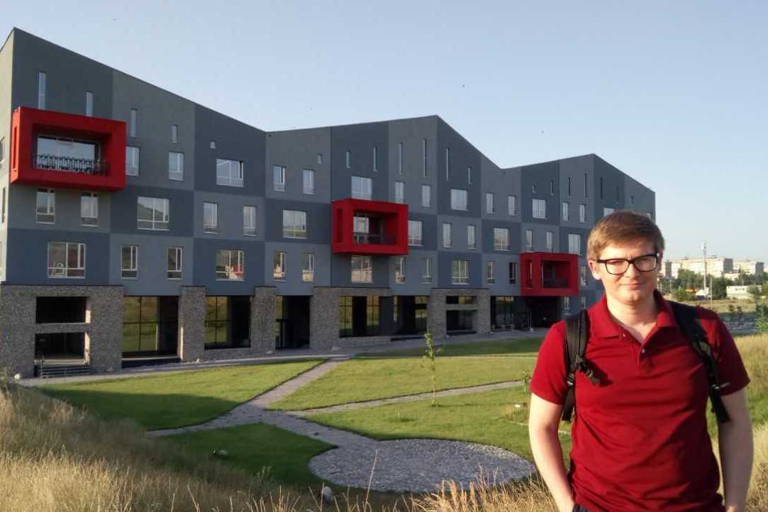 Oleg Korneev visiting the campus of the American University of Central Asia