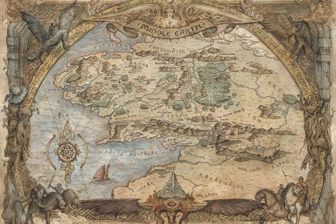 A map of Middle-earth by Francesca Baerald // Source: www.listasliterarias.com